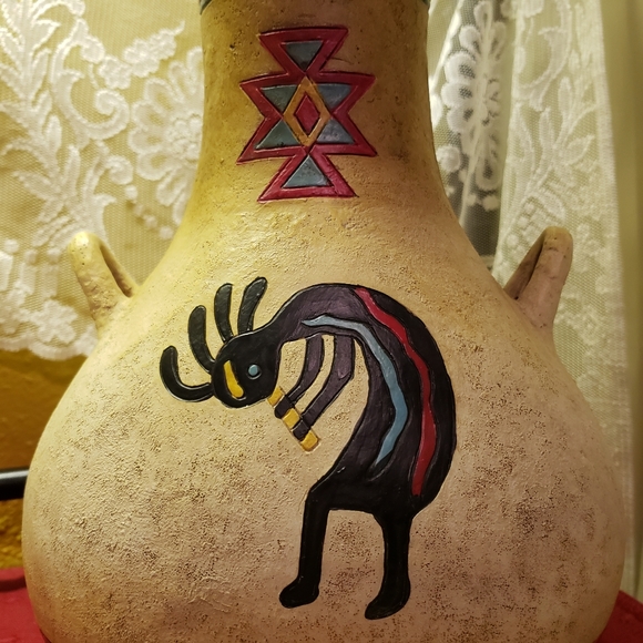 Vtg Kokopelli Vase 2 Handles Southwest Design